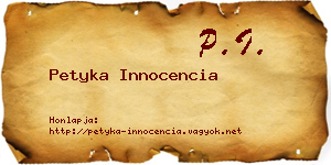 Petyka Innocencia névjegykártya